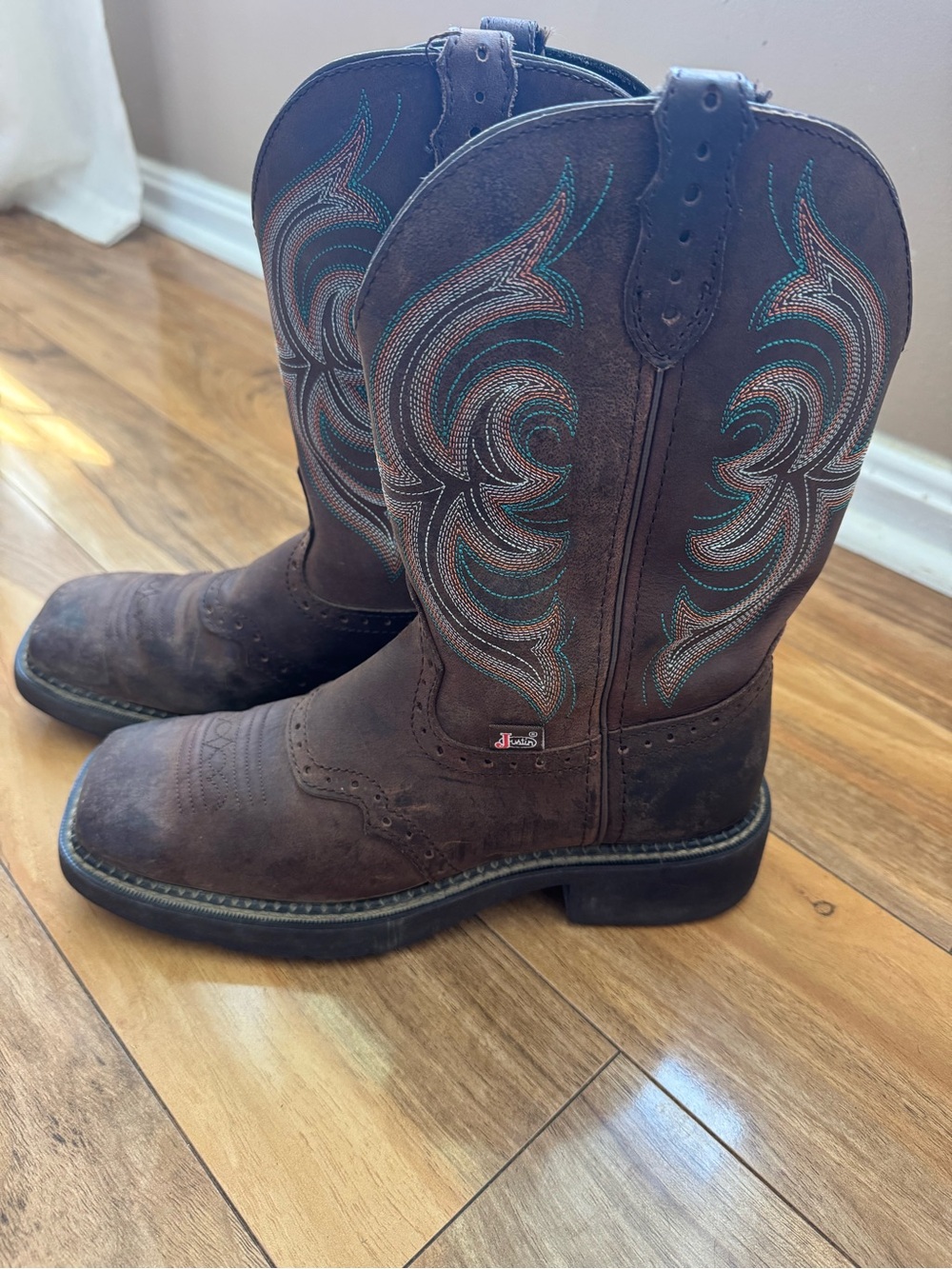 Justin Gypsy Brown Leather Cowgirl Boots 8B L9984